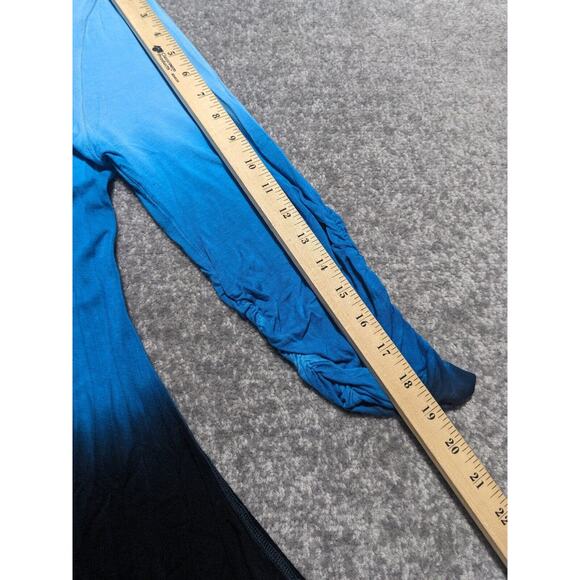 Philosophy Tunic Top Women Size L Blue Hi-Low Sharkbite Hem Stretch Rayon Ruched - Picture 10 of 11